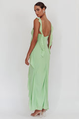 Vestido largo con volantes Johannson, color pistacho