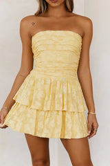 Minivestido sin tirantes Desert Bloom amarillo