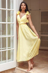 Vestido Madara con Volantes en la Espalda Amarillo