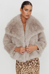 Chaqueta de Piel Extragrande con Solapa Copenhague Crema