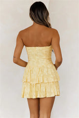 Minivestido sin tirantes Desert Bloom amarillo