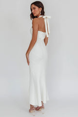 Vestido midi halter con estampado Fire Of Stars blanco