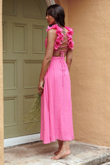 Vestido Madara Laced Back con volantes, Rosa intenso
