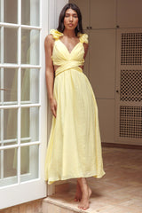 Vestido Madara con Volantes en la Espalda Amarillo