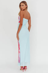 Vestido longo tomara que caia Truth Be Told Azul