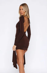 Minivestido de manga larga Love Game color chocolate