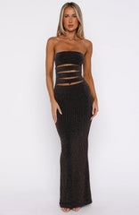 Vestido largo sin tirantes Glitter Hustle negro