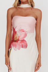 Vestido Maxi Halter Invertido Damsel Rosa Flor