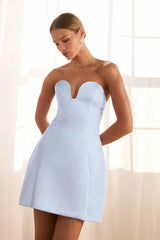Minivestido strapless Delicate Drama azul