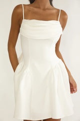 Minivestido Wilder extragrande con lazo en la espalda blanco
