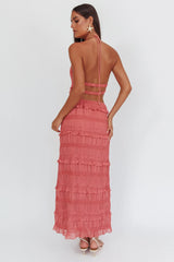 Falda larga Helios fruncida con lentejuelas Rose