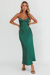 Vestido Midi Inibições de Renda com Busto Verde Floresta