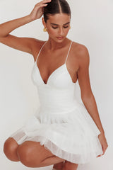 Minivestido fruncido de malla Nightingale blanco