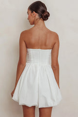 Minivestido con vuelo sin tirantes Like Art - Blanco hueso