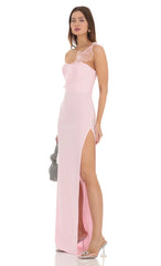 Vestido Corset de Um Ombro Só Rosa