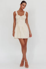 Minivestido Florabella Corset com Laço Creme