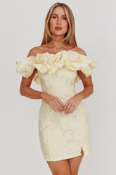 Minivestido jacquard escote bardot Memoire Lemon