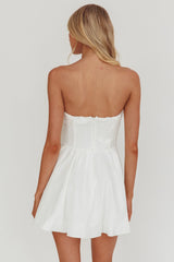 Minivestido Fiora sem Alças com Cintura Basca Branco