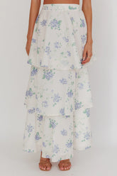 Saia longa em camadas Dixon floral bege