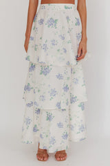 Saia longa em camadas Dixon floral bege