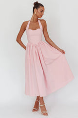 Vestido largo con cuello halter Get My Attention rosa