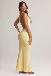 Modal Halterneck Maxi Dress in Lemon Sherbet