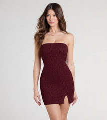 Minivestido con brillos sin tirantes Disco Queen