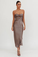 Vestido Midi Good Impression Double Twist Carvão