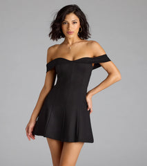 Minivestido con vuelo con hombros descubiertos Classic Babe