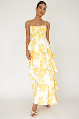 Vestido Longo em Camadas Hopeful Amarelo