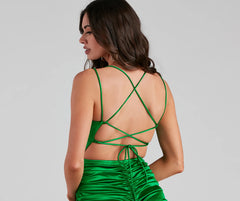 Vestido de fiesta Ari de raso formal con cordones