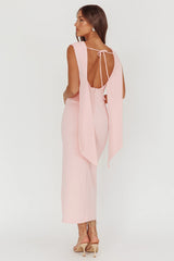 Vestido largo con fajín al hombro "Looks Of Love" rosa