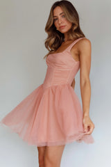Minivestido La Ballerine de Malla Superpuesta Lipstick