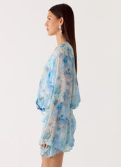 Minivestido Vanish Into You - Paisley aguamarina