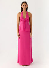 Top Ashlea anudado en el delantero - Fucsia