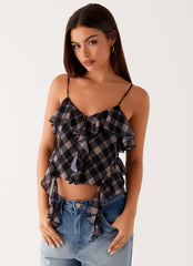Top Jessie Cami - Cuadros gris topo