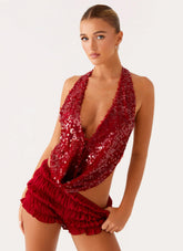 Top halter con cuello desbocado Rio Dreams - Rojo