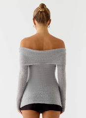 Top de punto Romeo Bardot - Gris