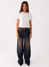 Jeans rectos Back Again de denim - Lavado ácido azul marrón