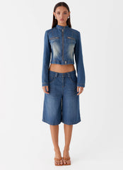 Ride Elegant Baggy Jorts - Lavado azul vintage