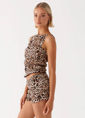Top Messina fruncido - Estampado de leopardo