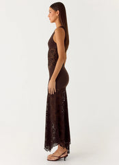 Vestido largo Koka de encaje - Cool Chocolate