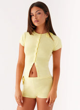 Top de punto Angela con botones - Amarillo
