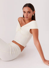 Top Trixie Twist con hombros descubiertos - Marfil