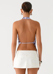 Top sin espalda Altego en capas - Floral Lila Antiguo