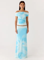 Top Moka con hombros descubiertos - Azul floreado