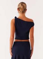Top Viola Twist con hombros descubiertos - Azul marino
