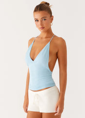 Top halter de punto Ollie - Azul