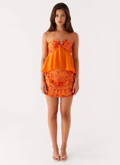 Top halter con abalorios Kenia - Naranja