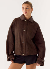 Chaqueta bomber Myles espigada - Espiga chocolate